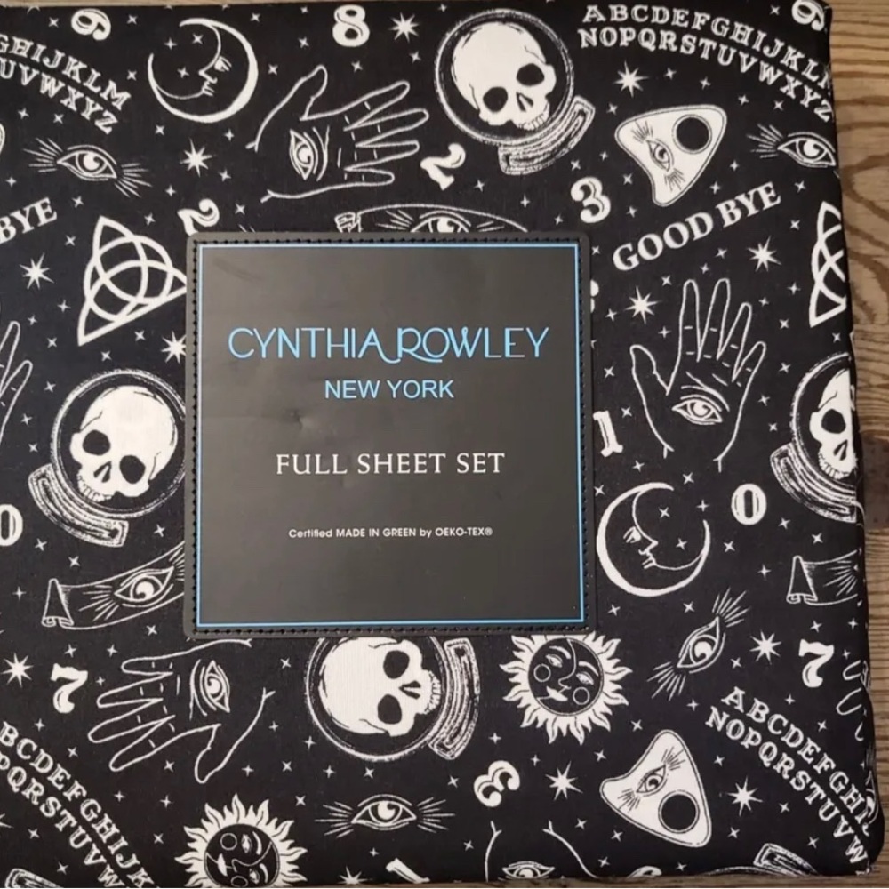 Cynthia Rowley FULL Sheet Set 4pc Halloween Ouija Spirit Board Microfiber